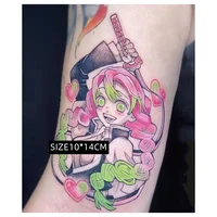 anime demon slayer temporary tattoos kisatsutai kanroji mitsuri cartoon girl waterproof fake body art sticker for women men