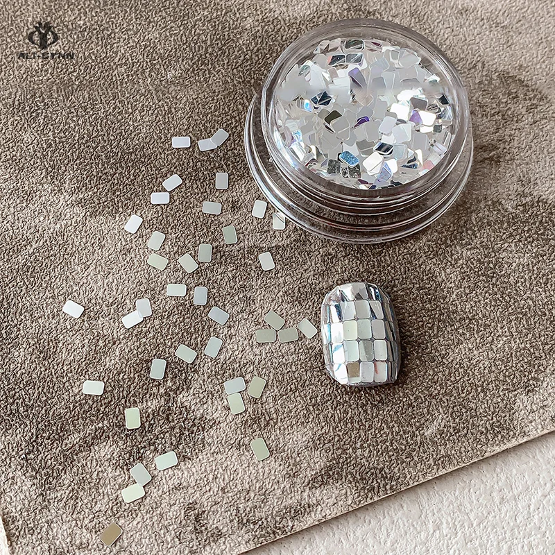 1 квадратная серебряная банка с блестками для ногтей ювелирные изделия