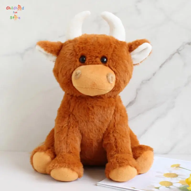 

30CM Kawaii Simulation Highland Cattle Animal Plush Doll Soft Stuffed Highland Cow Plush Toy Plushie Gift for Kids Boys Girls