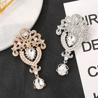 fashion high quality large crystal teardrop colors brooch pins for women wedding bouquets