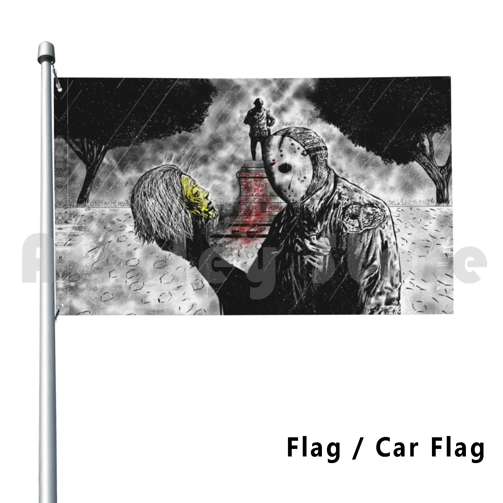Jason Shakespeare Flag Car Flag Printing Custom Horror Scary Halloween Humor Spooky Baseball Sketchy Pencil