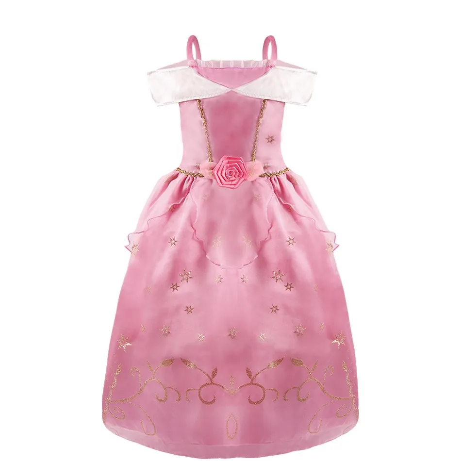 Little Girl Princess Dress Rapunzel Belle Cinderella Aurora Costume Kids Baby Birthday Party Christmas Evening Dress 2-10 Years