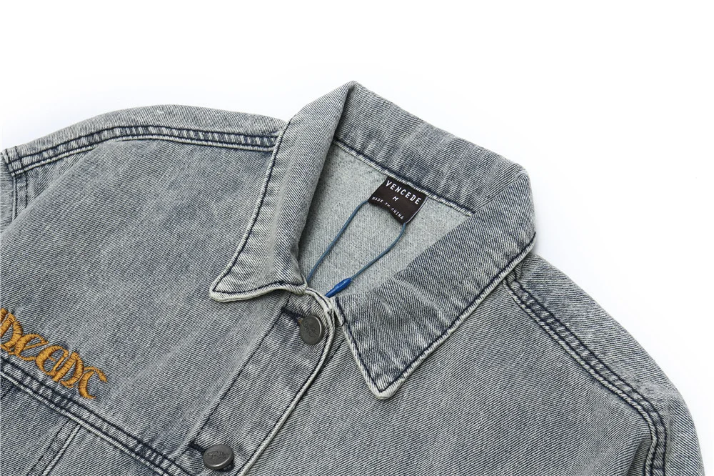 Мужская джинсовая куртка с нашивкой Ван Гога однобортная Повседневная вышивкой