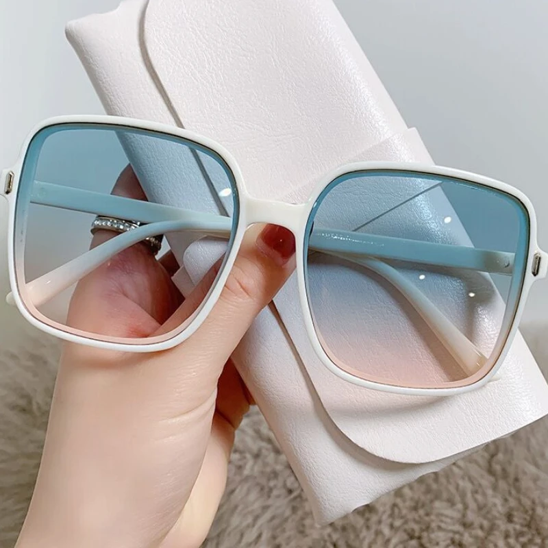 Aesthetic Shades Sunglasses For Women Trendy Square Frame Gradient Anti-UV Eye Glasses Outdoor Sun Protection Eyewear Goggles