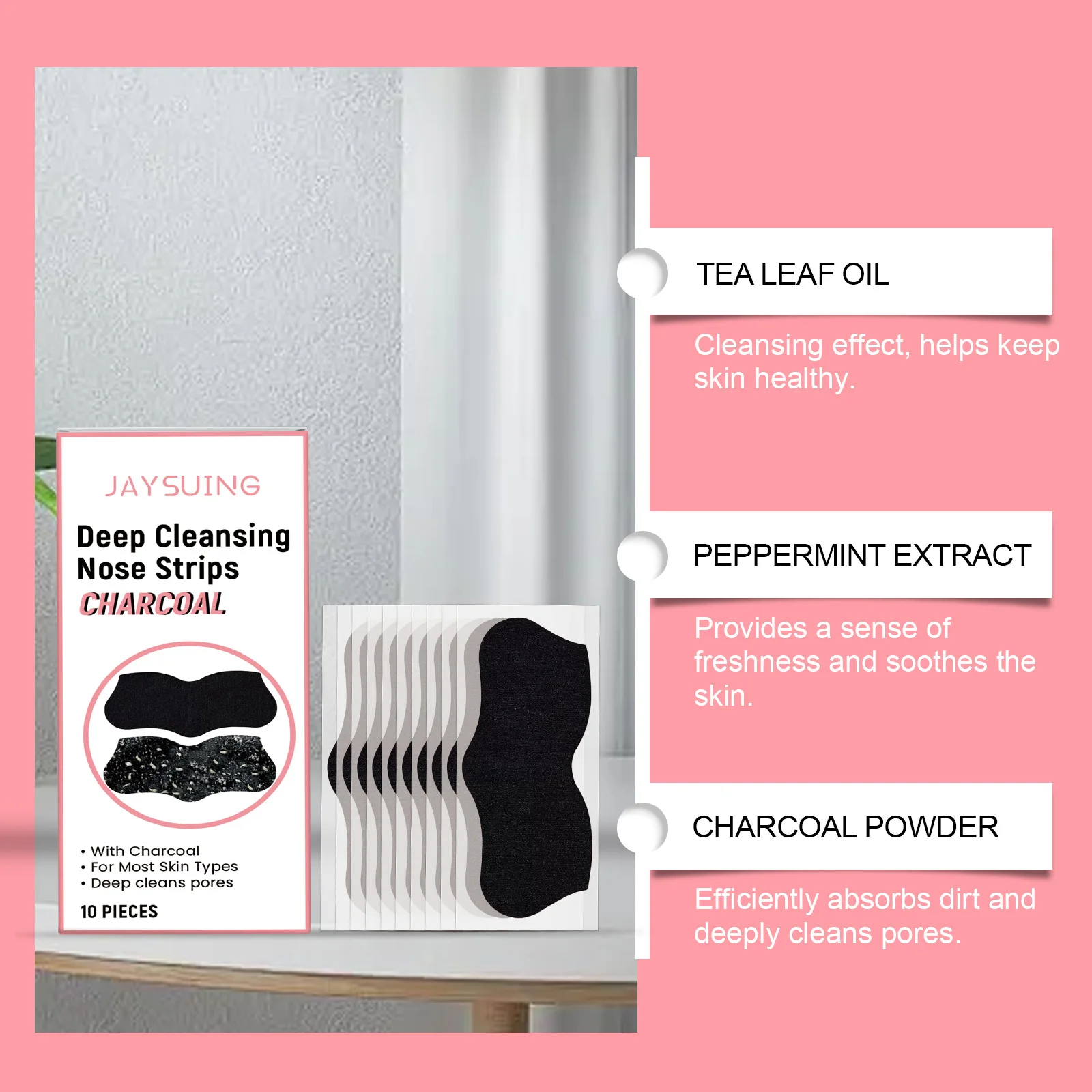 Полоска для удаления черных точек угольная отшелушивающая маска лица белые