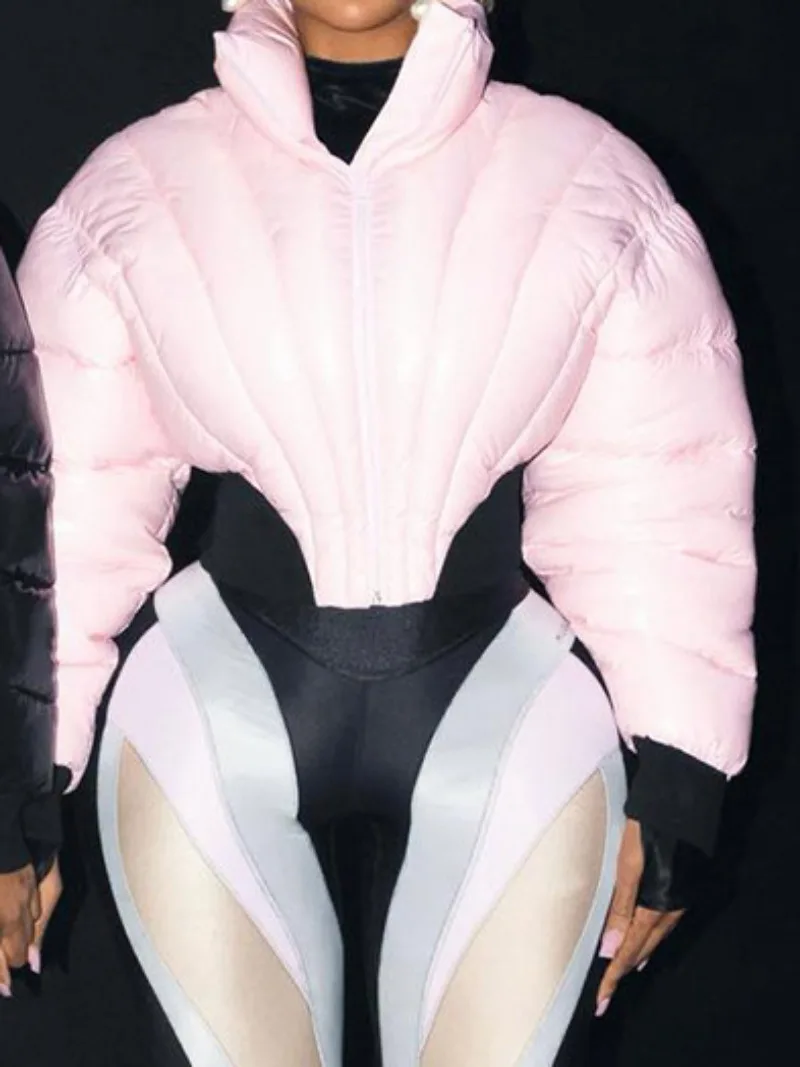 

Женская Стеганая куртка на молнии, розовая парка с отложным воротником и подкладкой, короткая куртка в уличном стиле, Осень-зима 2023