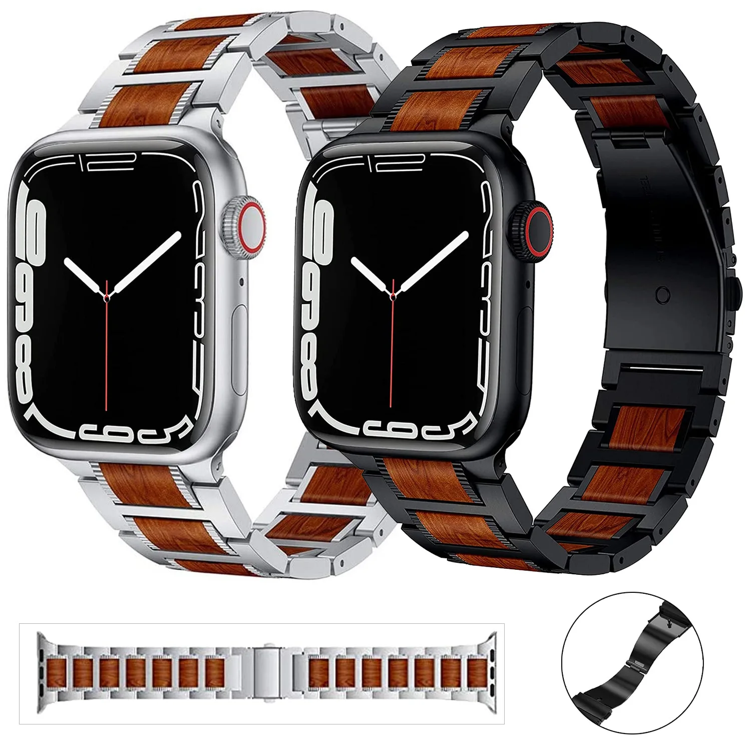 

Suitable for iWatch Apple Watch stainless steel sandalwood Apple Watch SE generation male universal manufacturer direct supply