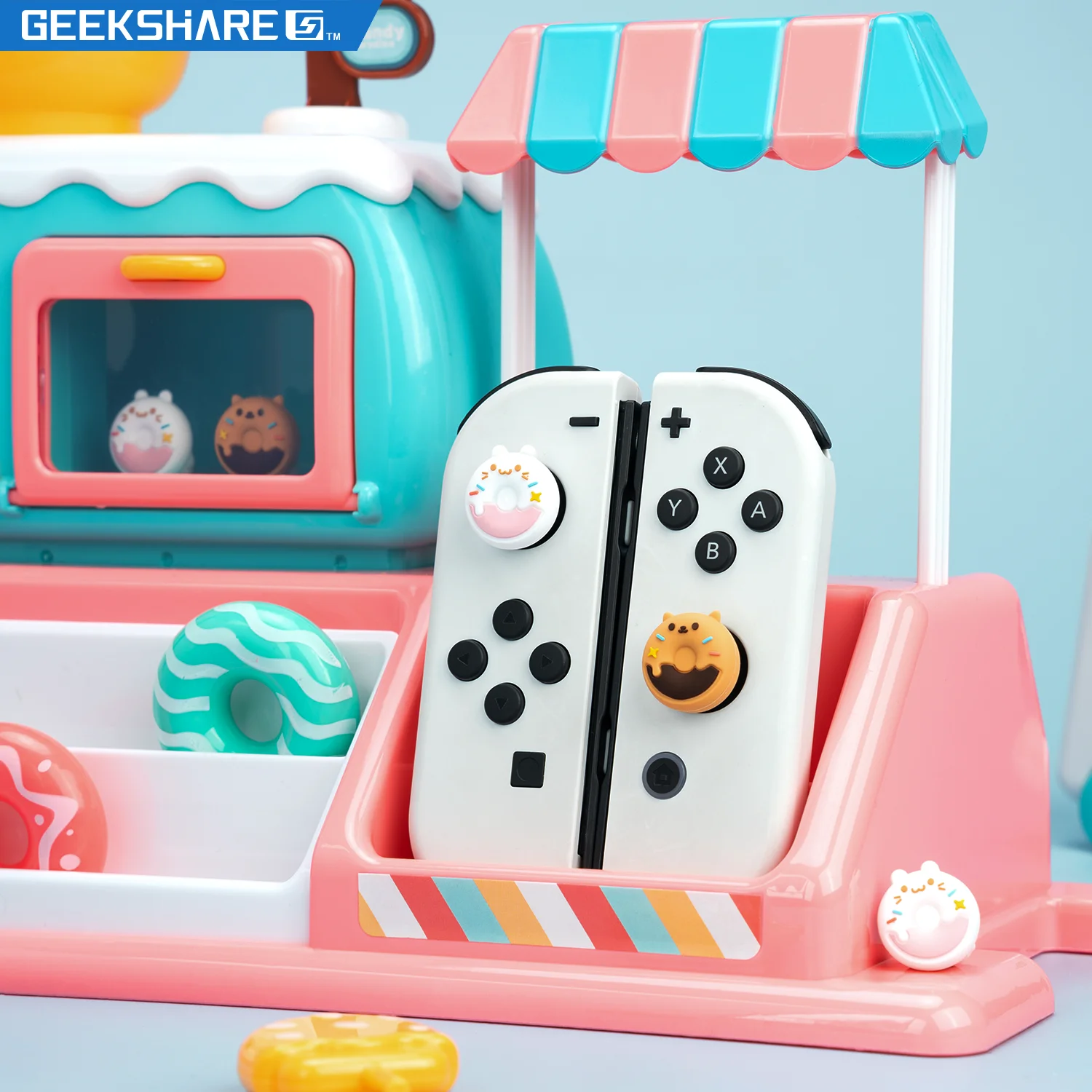 

Колпачки GeekShare для джойстика Nintendo Switch, игровая консоль с милым пончиком, мягкий силиконовый чехол для джойстика Switch OLED и NS Lite