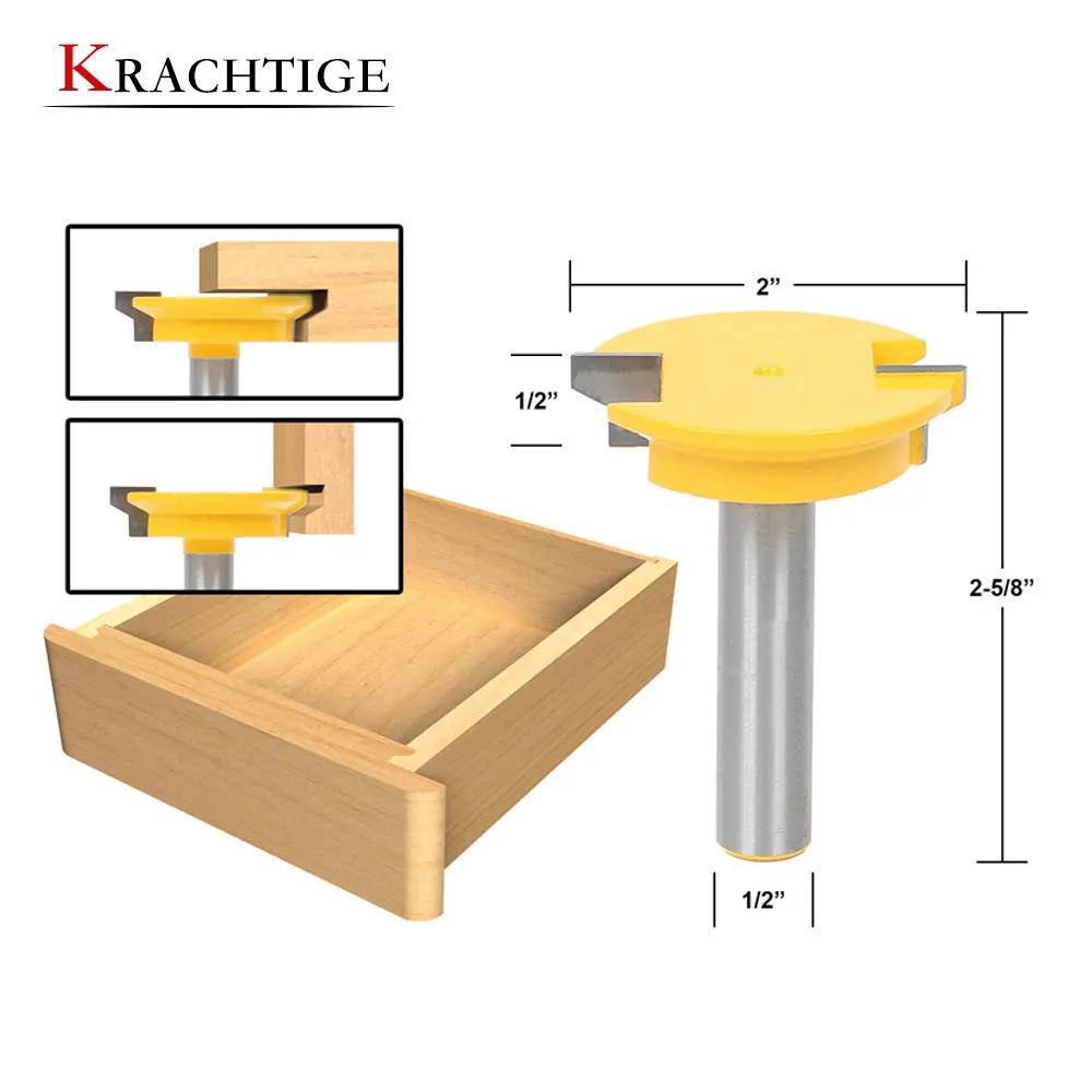 

Krachtige Drawer Front Joint Router Bit Reversible Woodworking Chisel Cutter Tools 1/2 inch Shank