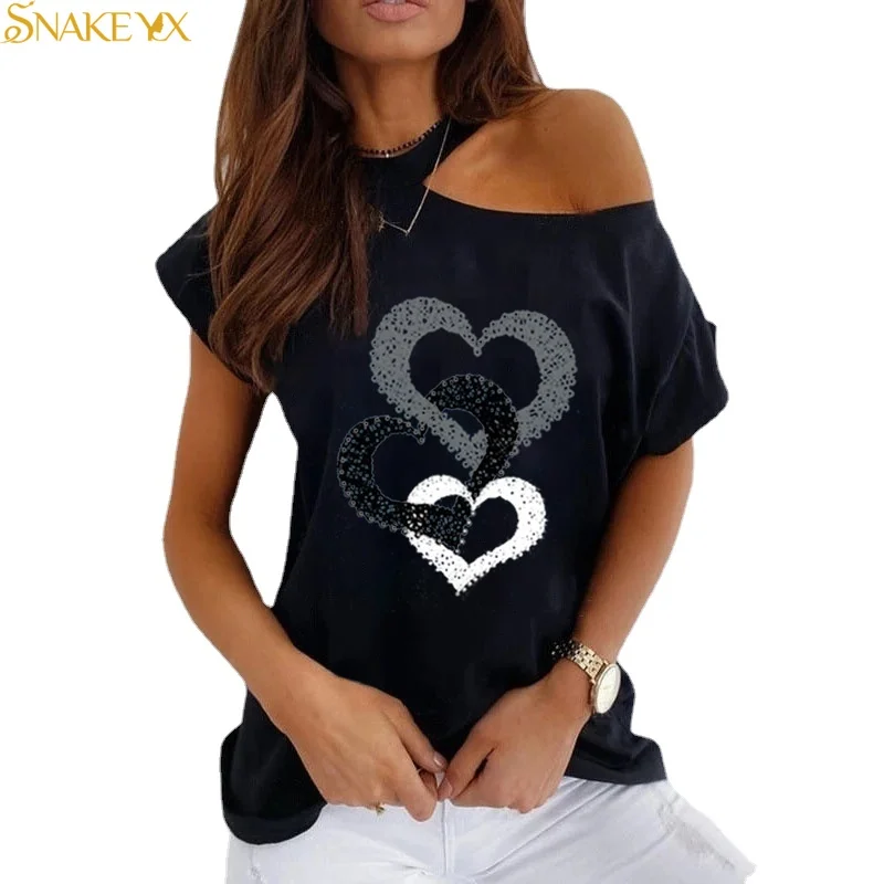 

Женские футболки без бретелек со змеиным рисунком YX, повседневные футболки с коротким рукавом, размера плюс мягкий и удобный тонкий Топ