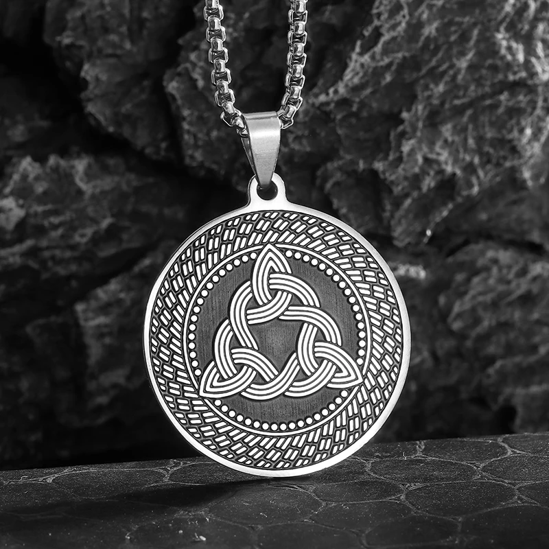 Ожерелье Унисекс Из Нержавеющей Стали С Треугольным Узлом Ирландский Амулет