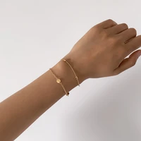boho simple fashion creative bead bracelet womens retro personality gold metal charm girl round sequin bracelets jewelry gift