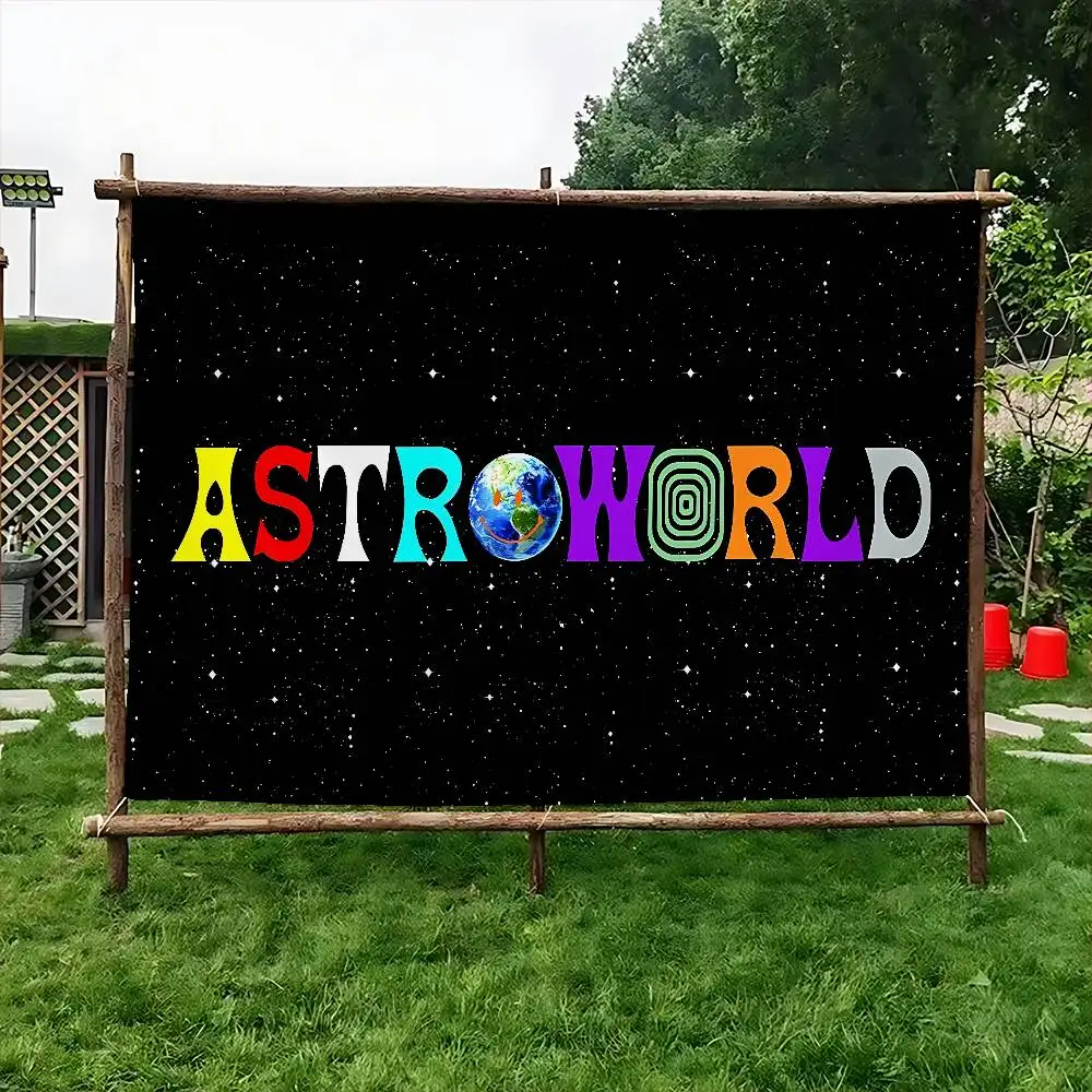 Фото Баннер с принтом Трэвиса Скотта Astroworld: большой флаг для декора комнаты в стиле научной фантастики, украшение для дома №3