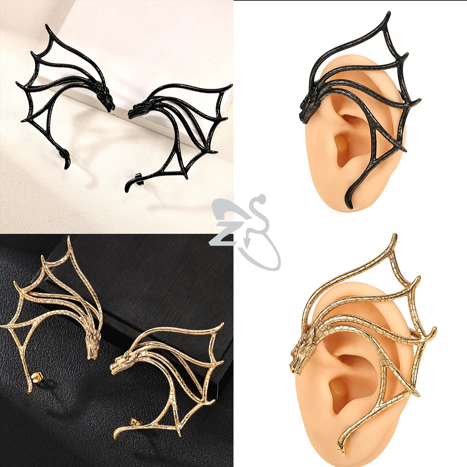 Серьги-гвоздики ZS из нержавеющей стали с драконом для мужчин и женщин готические