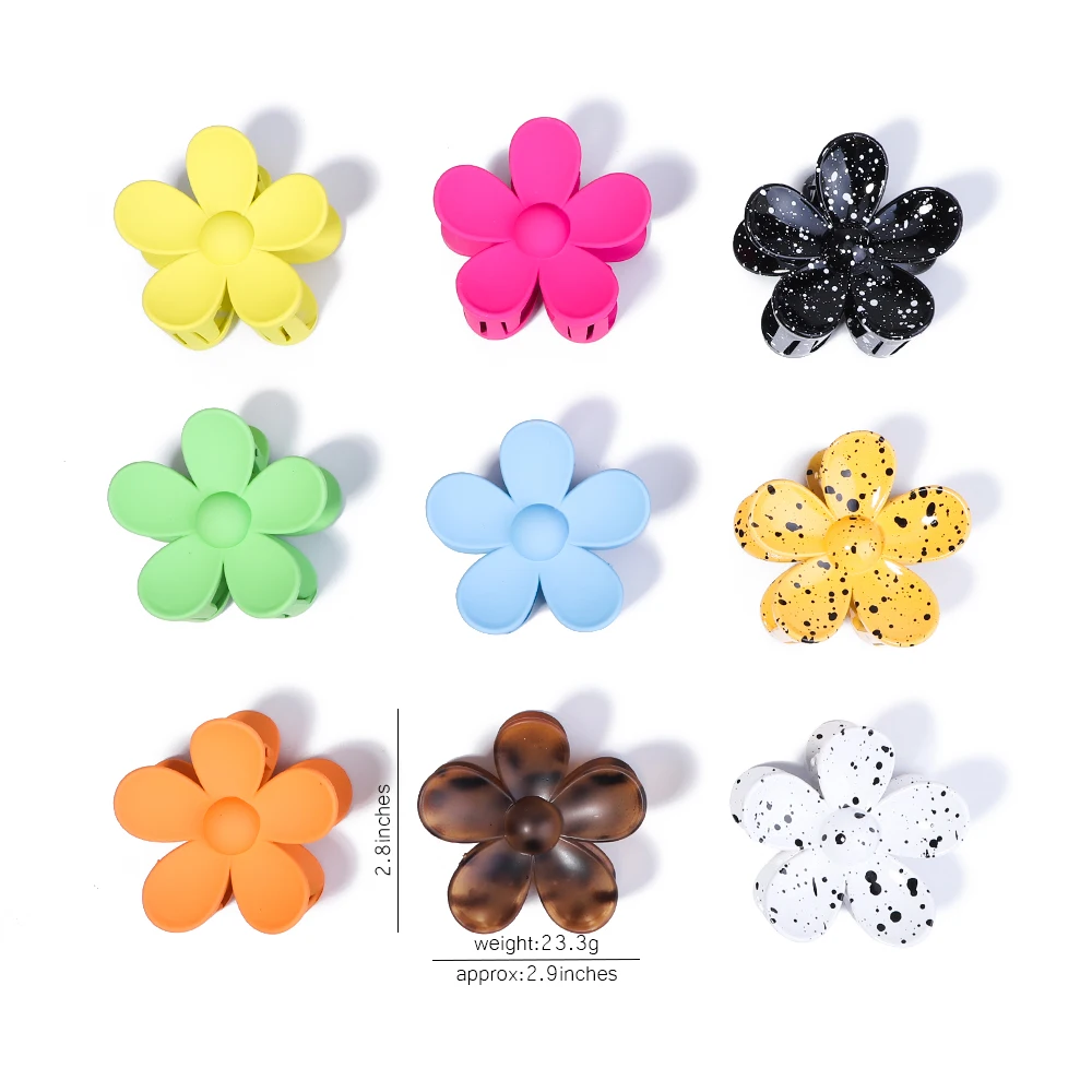 Korea Trend Candy Color Flower Hair Clips Plastic Non-Slip Strong Hold Grip Hair Jaw Clip For Girls Women Cute Hair Accessories images - 6