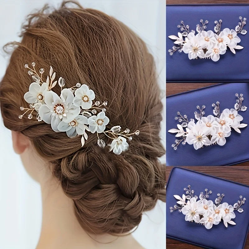 Повязка на голову женская с кристаллами и цветами