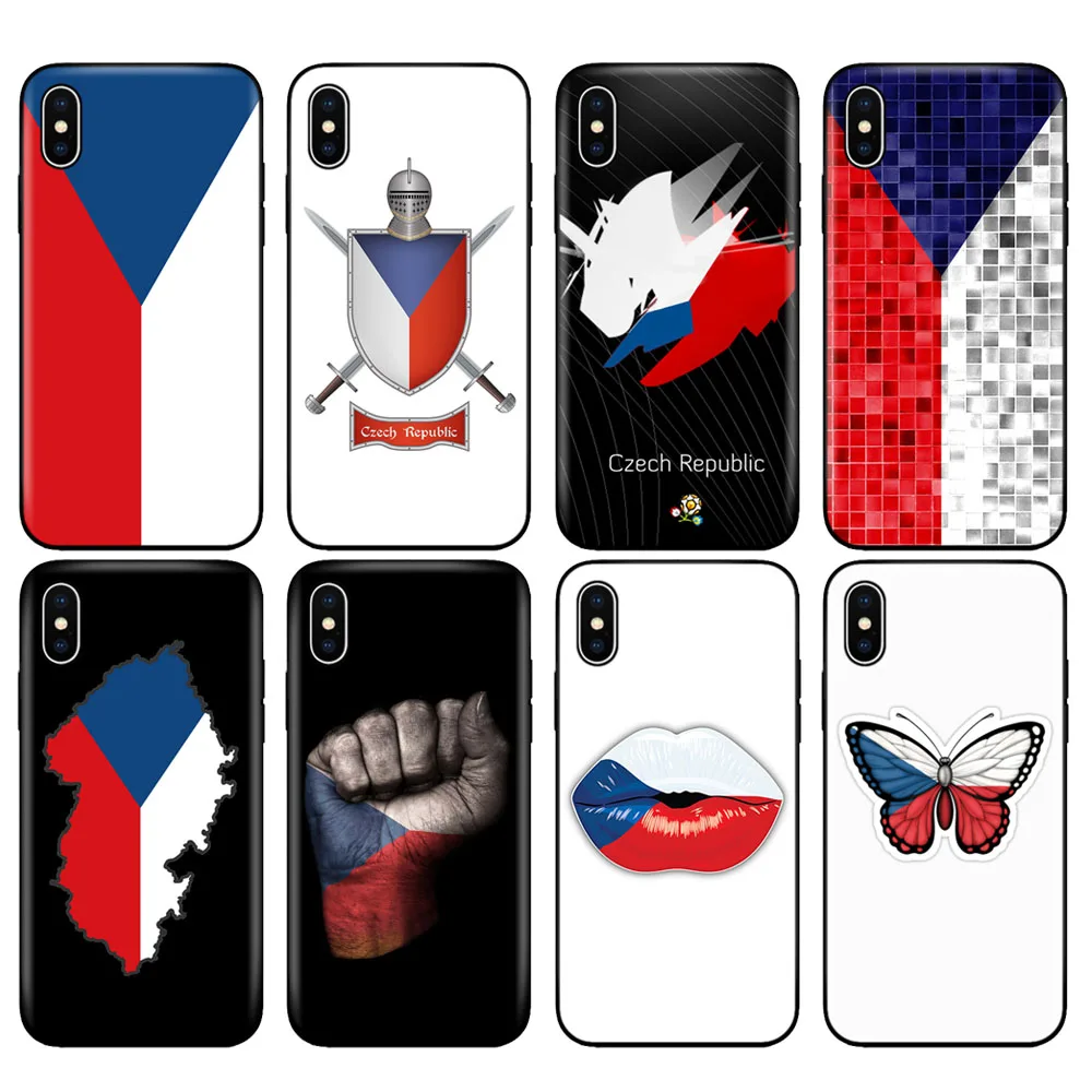 

Черный чехол из ТПУ для iphone 5 5s SE 2020 6 6s 7 8 plus X 10 XR XS 11 pro MAX, силиконовый чехол с флагом Чехии