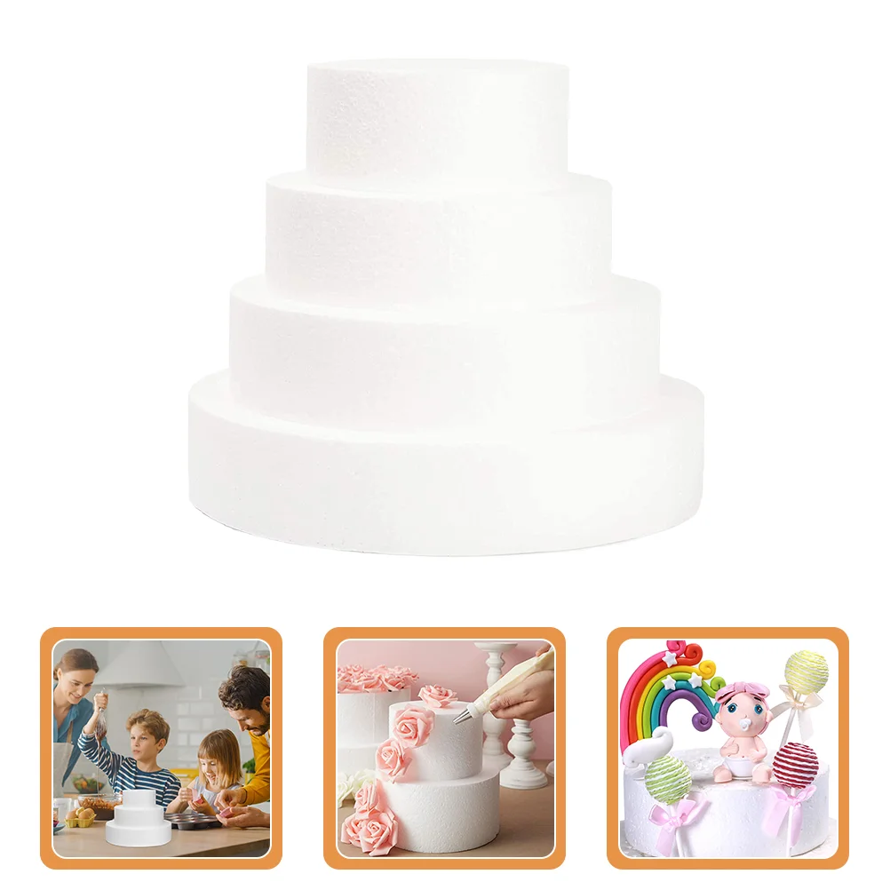 

4 Pcs Wedding Sets DIY Foams Cake Craft Dummy Model Bakery Small 30x30cm Decorating Training Tool Fake White Supplies Mould