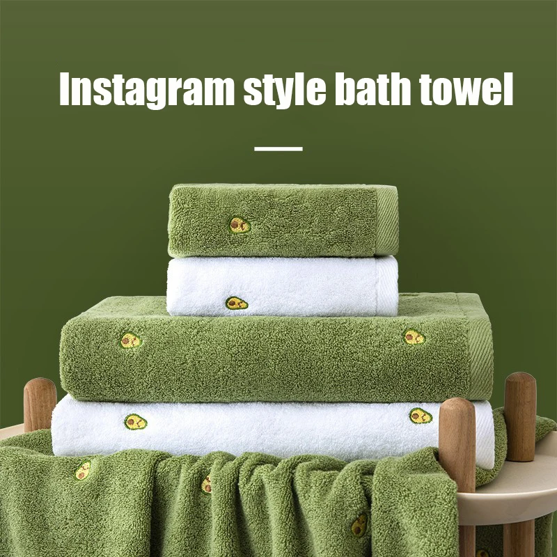 Set Embroidered Avocado Banana Bath Towel Thick Absorbent Luxury Hand Towel Hair Dryer Quick Dry Bathroom Towel