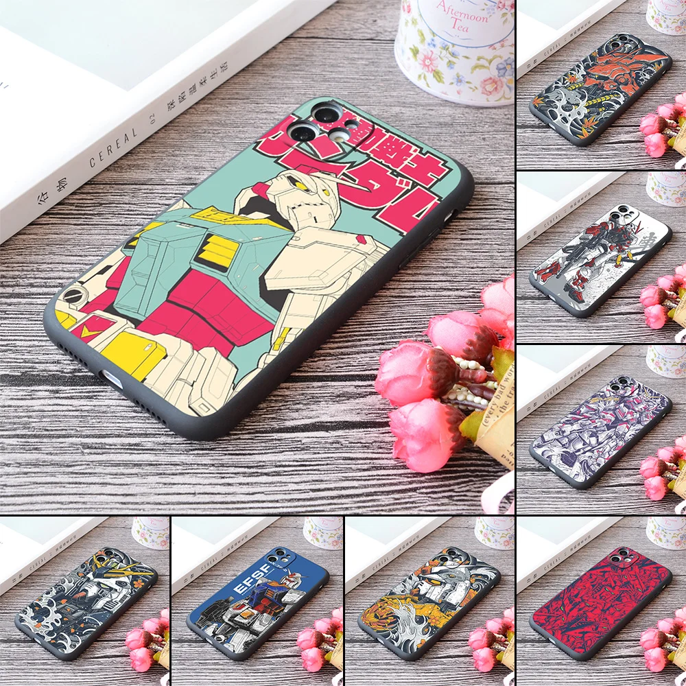

Gundam Pattern Print Soft Silicone Matt iPhone Case For Apple 11 Pro Max Series RX-78-2 Nu Sazabi Unicorn Zaku Astray Red Frame