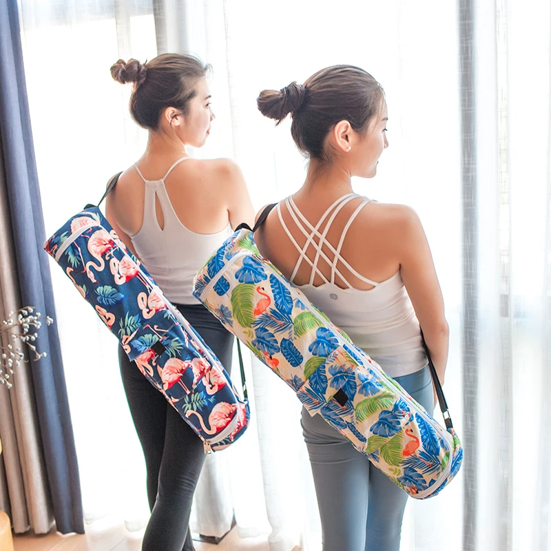 

Printed Canvas Yoga Mat Bag, Gym Mat Bag, Yoga Backpack, Pilates Mat Case, Single Shoulder Carriers Suit for 68mm, 80mm