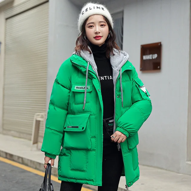 

Women Winter Jacket 2023 New Thicker Warm Parkas Female Long Sleeve Cotton Padded Coat Hooded Loose Parka Outwear Puffer Coat