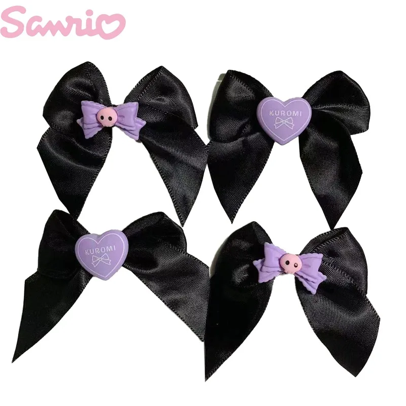 

Kawaii Sanrio Kuromi плюшевый головной убор заколки на Хэллоуин милые крутые фиолетовые сердечки бант боковые зажимы милая девочка аксессуары для волос