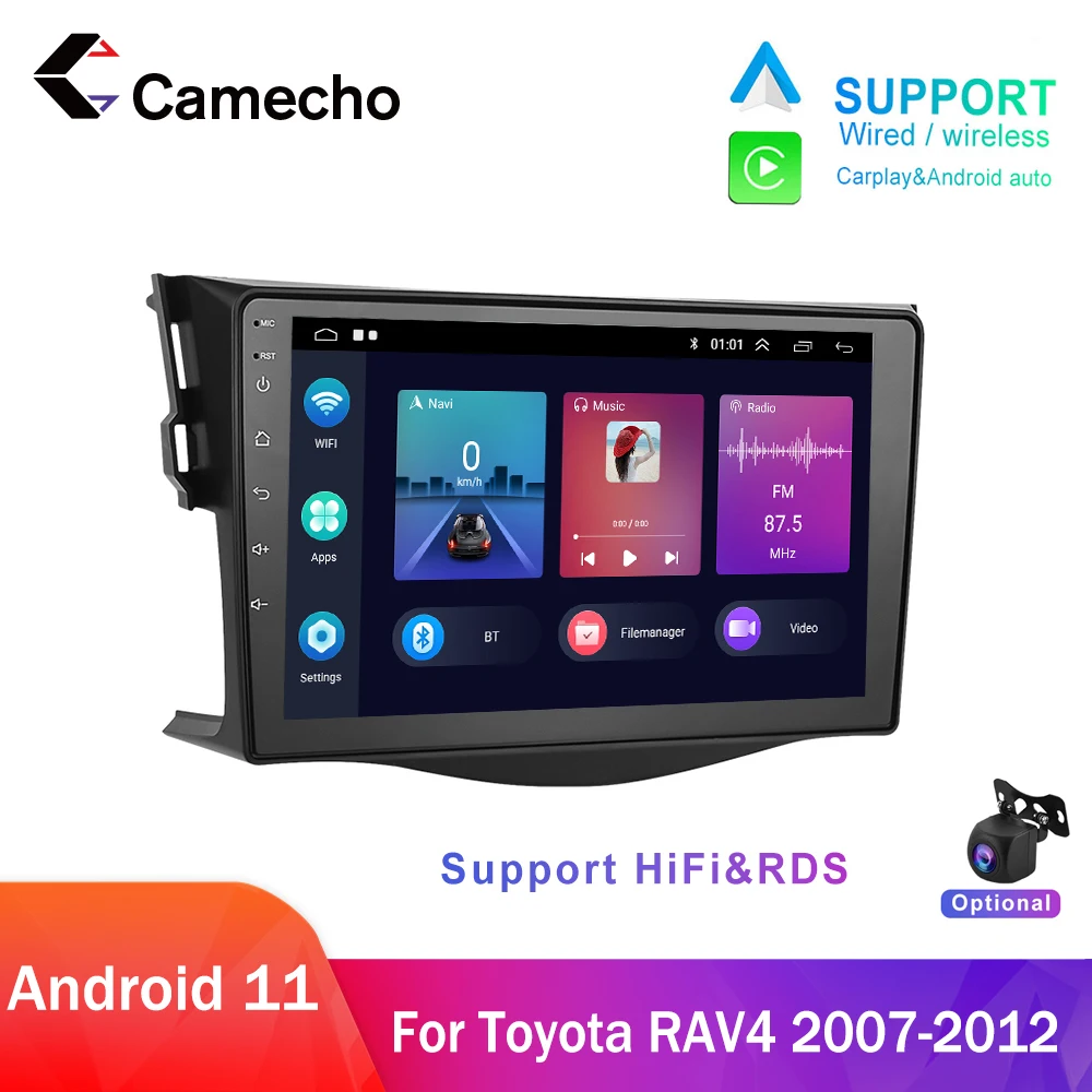 Camecho мультимедийный android Carplay для Toyota RAV4 2007 2008 2010 2011 2012 GPS-навигатор плеер 2din радио