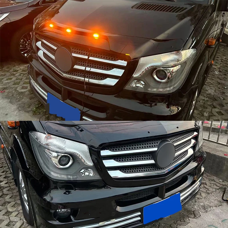 Фото Защитная накладка на капот (дефлектор) с подсветкой для Mercedes-Benz Sprinter W906 2014-2017 №3