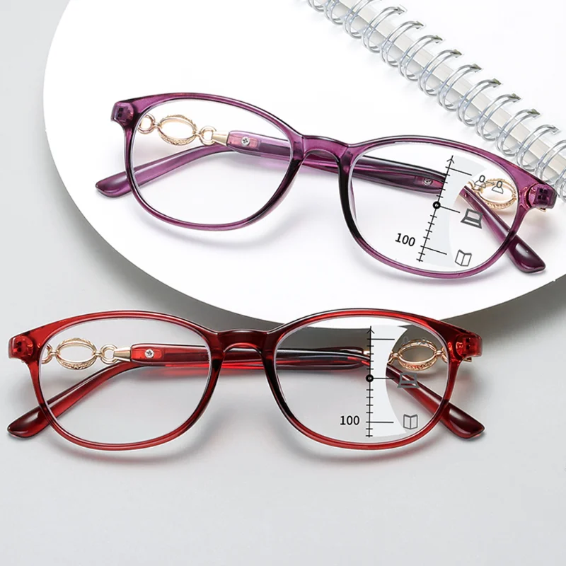 

New Fashion Progressive Multifocal Reading Glasses Women Anti-blue Light Eyeglasses Prescription Spectacles Diopter +1.0 to +4.0