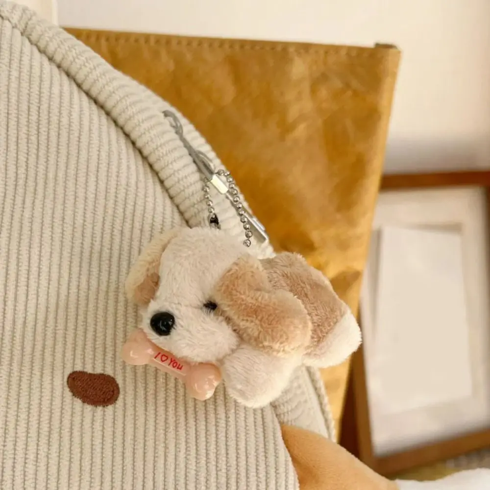 Car Bag Key Ring Stuffed Animal Plush Bone Puppy Dog Doll Cartoon Kawaii Keychain Funny Fashion Pendant Kids