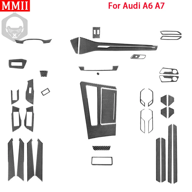 

RRX Real Carbon Fiber Interiors for Audi A6 C8 A7 2019-2022 Gear Shift Door Panel Air Outlet Cover Trim Sticker Car Accessories
