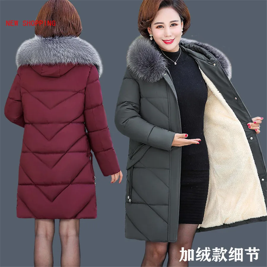 Fashion Winter Jacket Women Big Fur Hooded Thick Down Parkas 5XL Female Jacket Coat Lambswool Warm Winter Outwear Long 2023 New