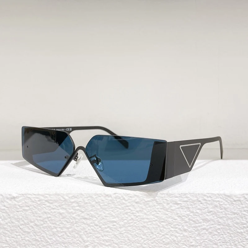 

Black Metal Semi-Rimless Rectangular Sunglasses Men and Women Fashion Sunglasses Unisex