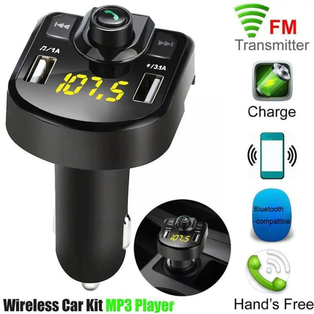 

Fm-трансмиттер автомобильный со светодиодной подсветкой, 4,1 А, Bluetooth, 2 Usb-порта