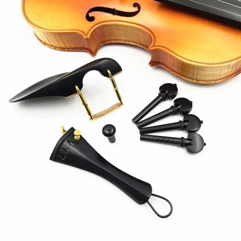 

1 set 4/4 violin Fiddle ebony wood accessories parts fittings,Tailpiece+Tuning pegs+Endpins+Chin rest/Chin Holder+fine tuner