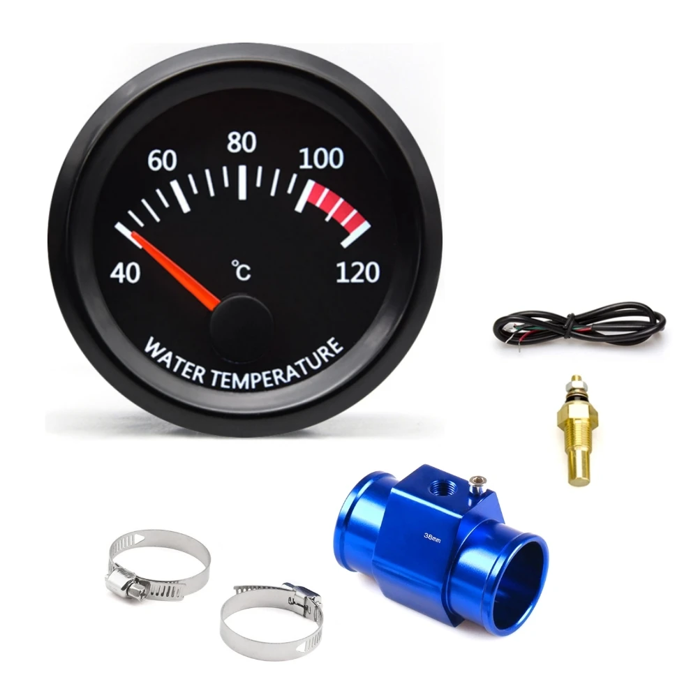 

2 дюйма 52 мм автомобильный датчик температуры воды 40 ~ 120 ℃ С датчиком температуры воды и соединительной трубой температуры воды, адаптером датчика 1/8ZG, автомобильным датчиком