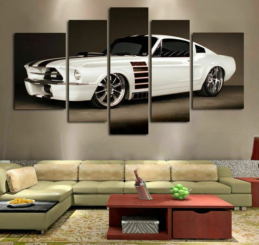 

Unframed 5Pcs 1969 Ford Mustang Classic Car Canvas HD Posters Wall Art Picture Paintings for Living Room Office Home Decor