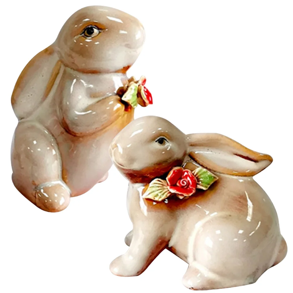 

Керамическая статуэтка кролика, фигурка животного, Декор, китайская садовая скульптура, настольное украшение, уличные статуи зодиака, стол