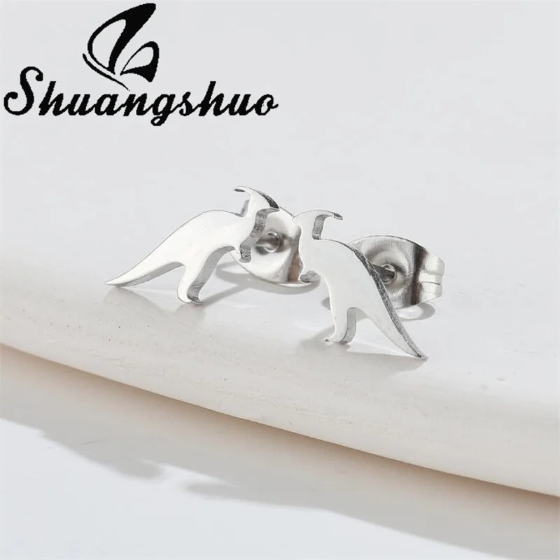 Милые мини-серьги-гвоздики Shuangshuo в виде динозавра для женщин модные