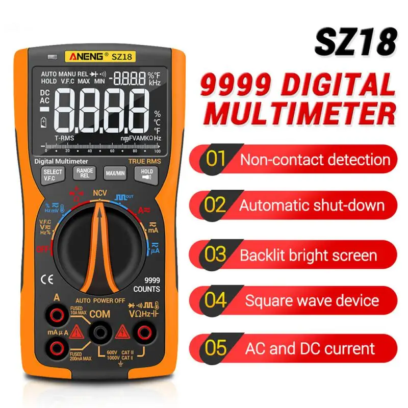 

ANENG SZ18 Digital Multimeter 9999 Professional True RMS Analog Tester Multimetro DIY Transistor Capacitor NCV Testers Lcr Meter