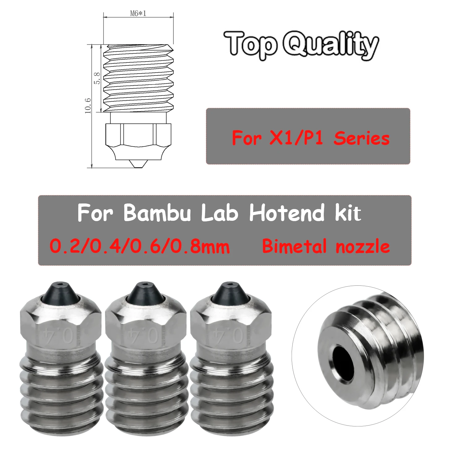 Насадки биметаллические для Bambu Lab Hotend комплект 0 4 мм медное покрытие V1 V2 V3 насадка
