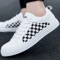 white leather checkered sneakers men trainer shoes big size 47 48 tenis masculino mens sneakers fashion summer man casual shoes