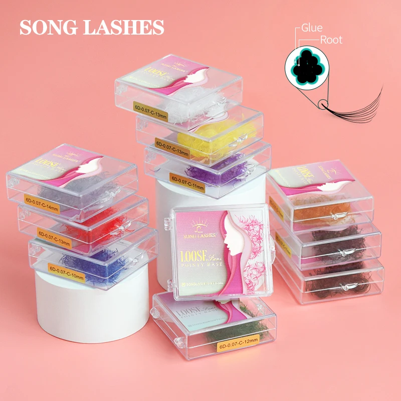 Song Lashes  Colored Lashes 500Fans  Volume Promade Pointy Base C D Curl  6D Soft Cosplay Makeup Mink Fake Eyelashes Extension