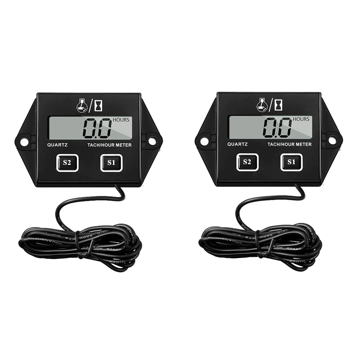 

2PC Gasoline Engine Tachometer Timer Replaceable Battery Waterproof Induction Digital Display 2 4 Stroke Totalizer