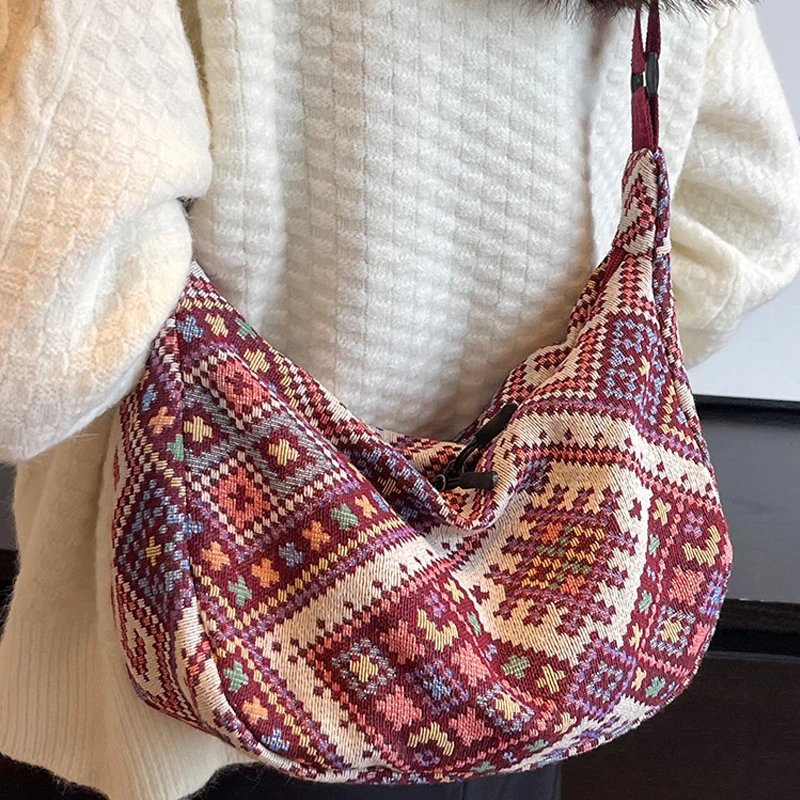 ISKYBOB Винтажная женская сумка на плечо трендовая ткань с принтом сумки-бродяги