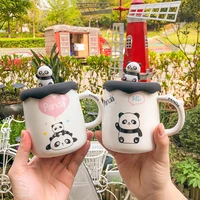 cute cartoon animal panda china mugs ceramic cups with lid water mug milk tea coffee ceramic mugs students gift cups home usage