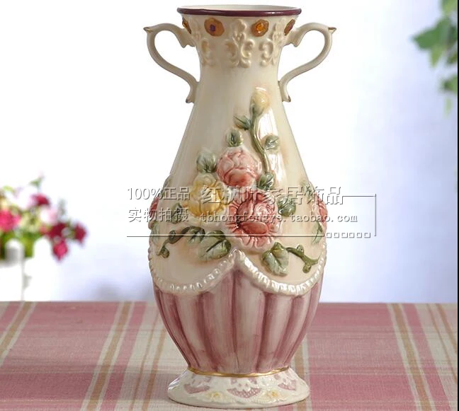 

ceramic creative rose flowers vase pot home decor crafts room decorations handicraft porcelain figurines wedding decorations
