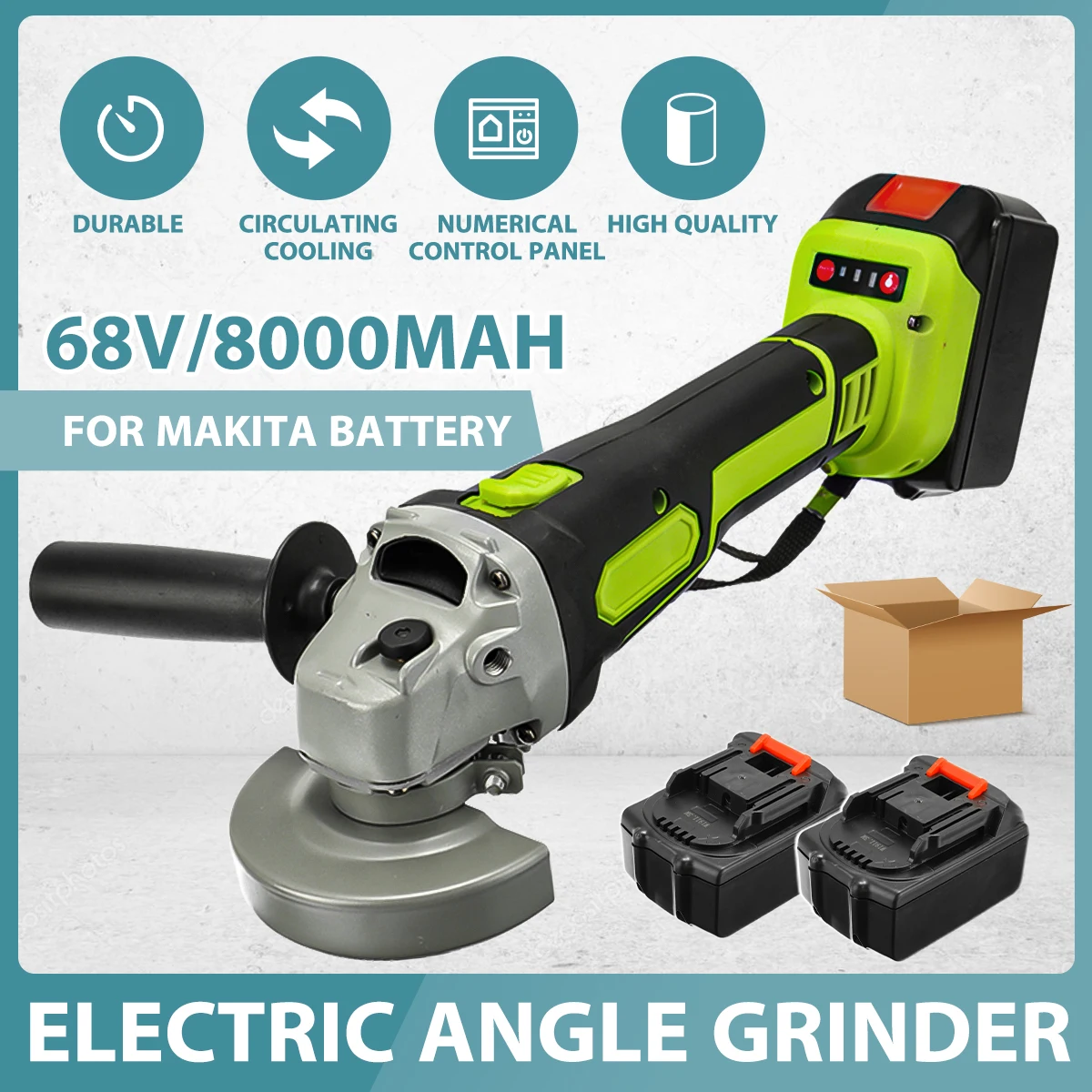 

68V 3000rpm Cordless Angle Grinder Brushless Polisher Grinding Metal Cutter 8000mAh Lithium ion Battery Rechargeable Power Tool