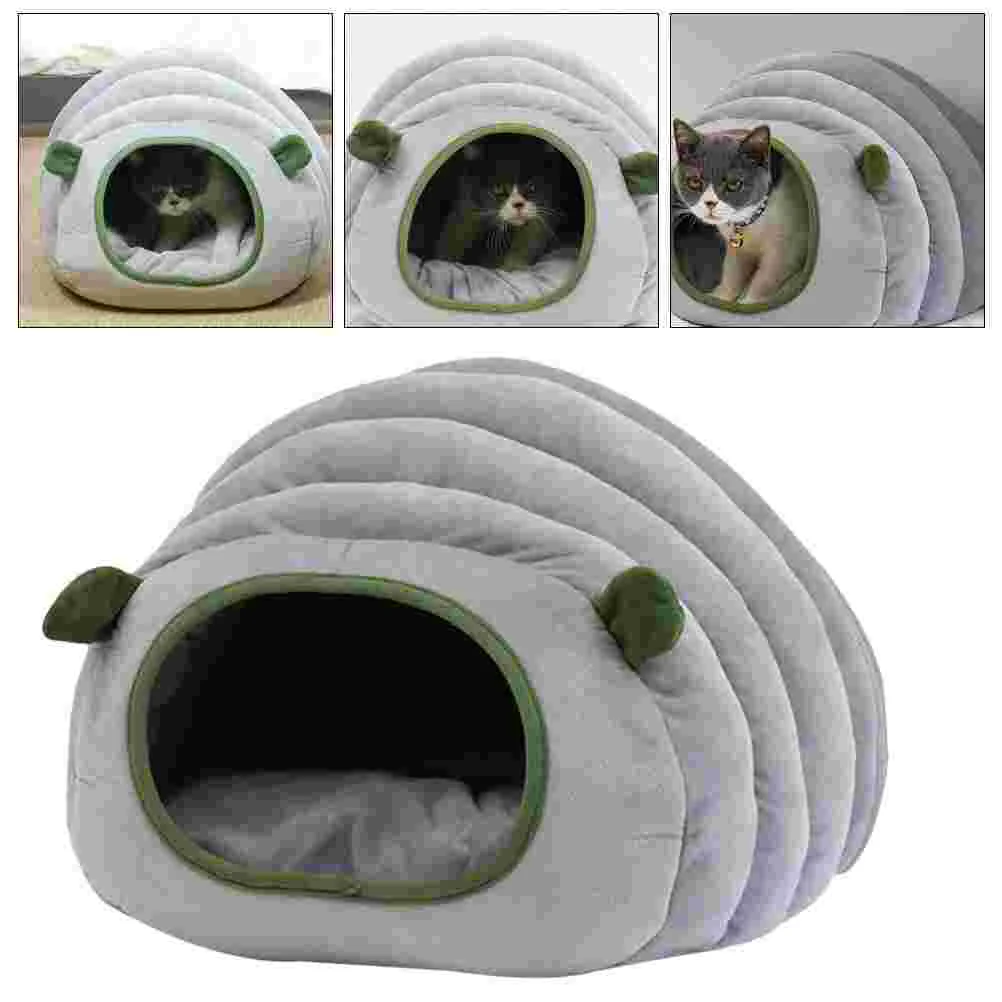 

Cat Bed Pet House Sleeping Cave Warm Winter Tent Hamster Plush Puppy Cozy Kitten Dog Lounger Hut Beds Cuddle Covered Pad
